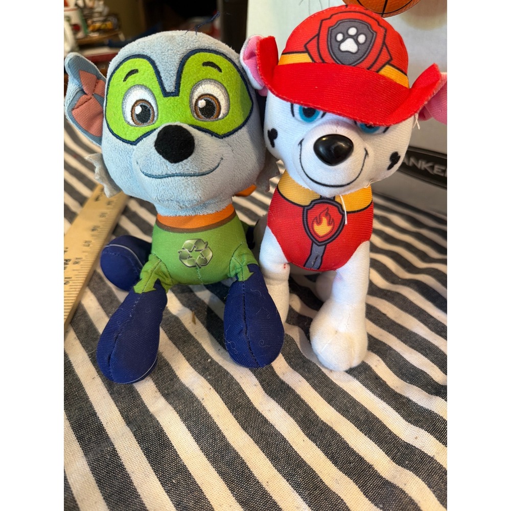 Paw Patrol Plush Lot Marshall Fire Dog and Rocky Superhero 7 Inch Stuffed Toys